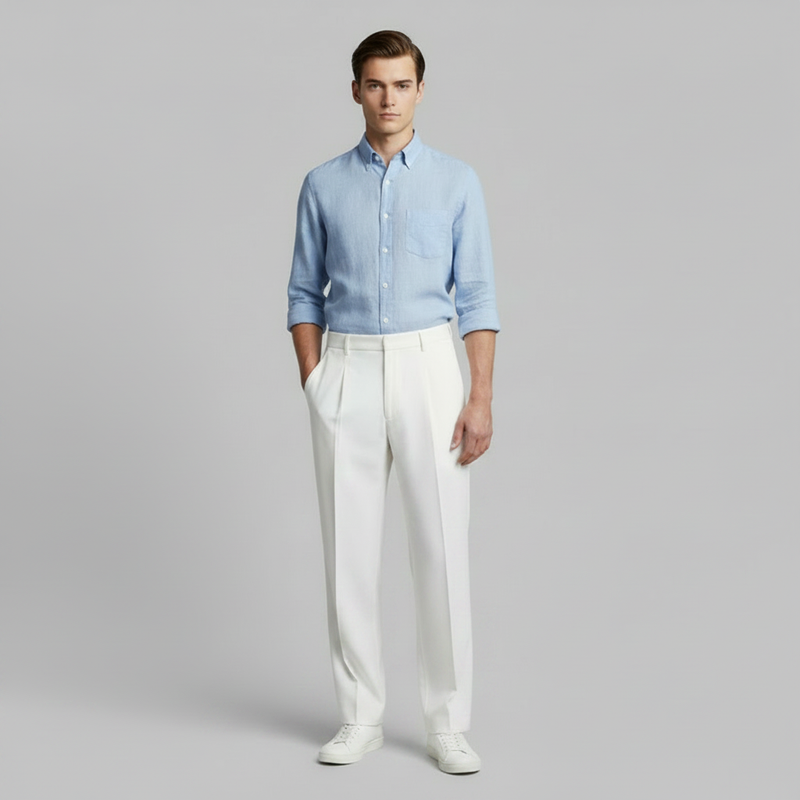 Men's Pleated Pants | Straight Fit Formal Trousers