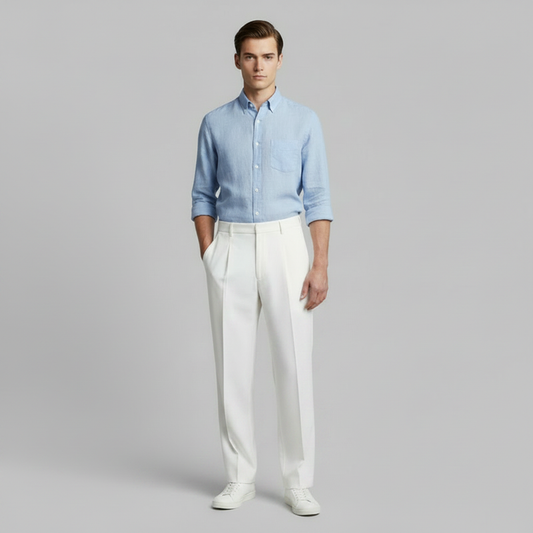 Men's Pleated Pants | Straight Fit Formal Trousers