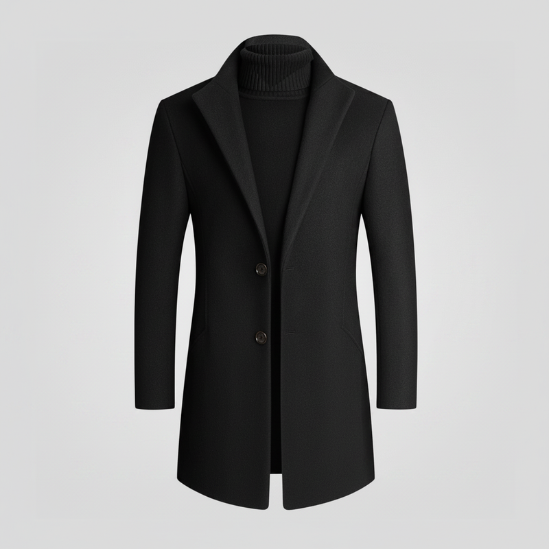 Men's Stylish Long Coat | Notched Lapel Overcoat