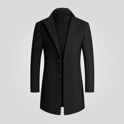Men's Stylish Long Coat | Notched Lapel Overcoat