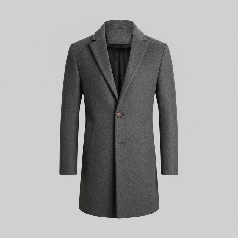 Men's Stylish Long Coat | Notched Lapel Overcoat