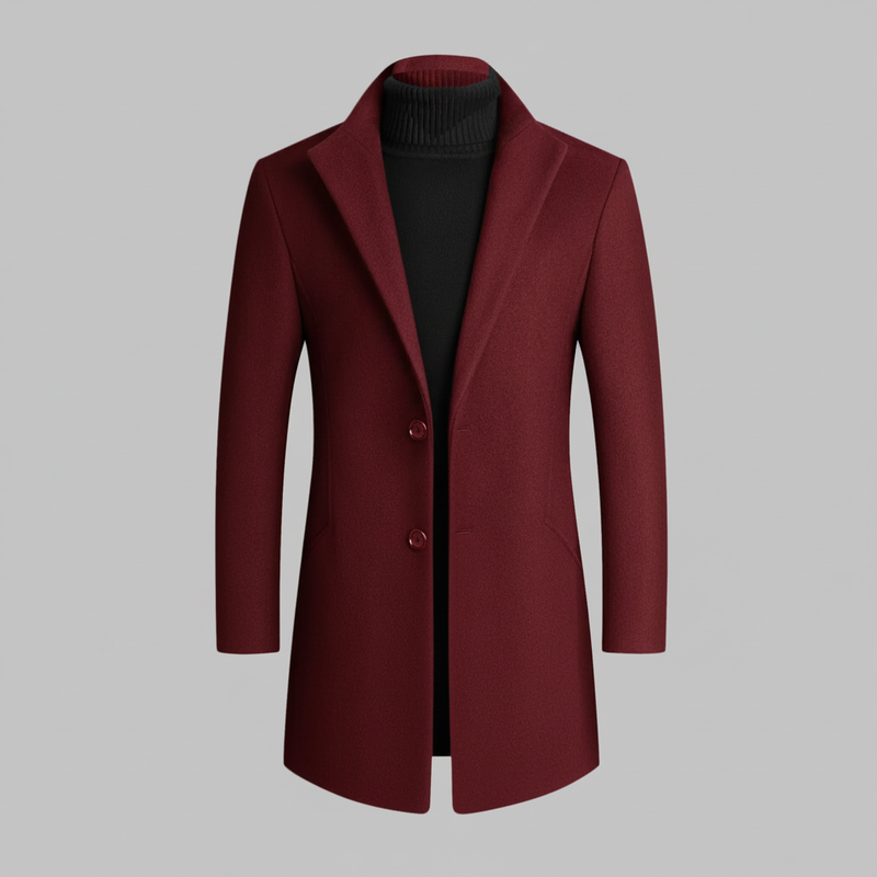 Men's Stylish Long Coat | Notched Lapel Overcoat