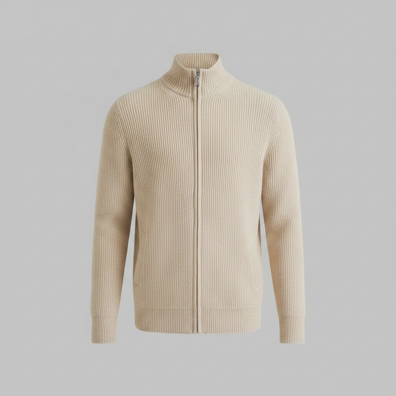 Men's Slim Fit Zip Cardigan | Stylish Ribbed Knit Jacket