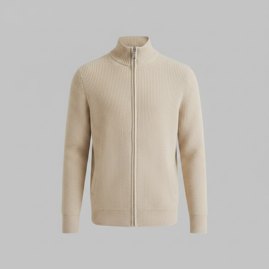 Men's Slim Fit Zip Cardigan | Stylish Ribbed Knit Jacket