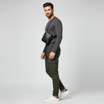 Men's Black Cargo Pants | Tactical Multi-Pocket Trousers