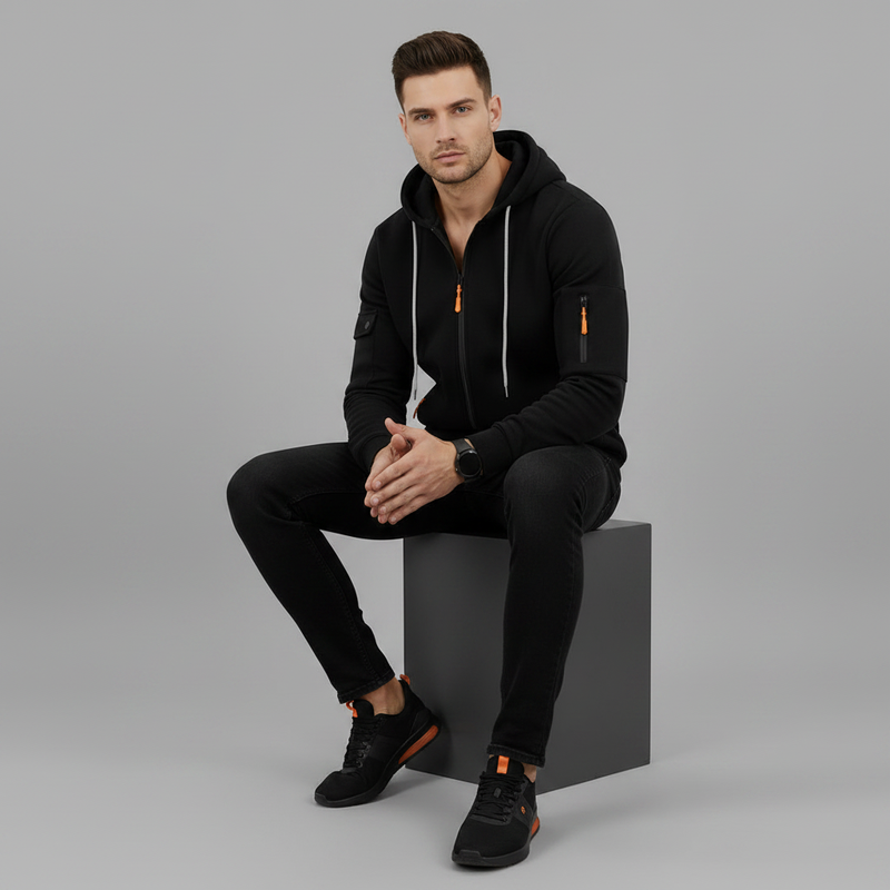 Men's Utility Zip-Up Hoodie | Stylish Casual Sweatshirt