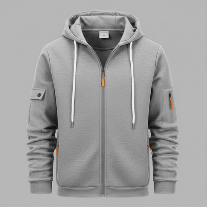 Men's Utility Zip-Up Hoodie | Stylish Casual Sweatshirt