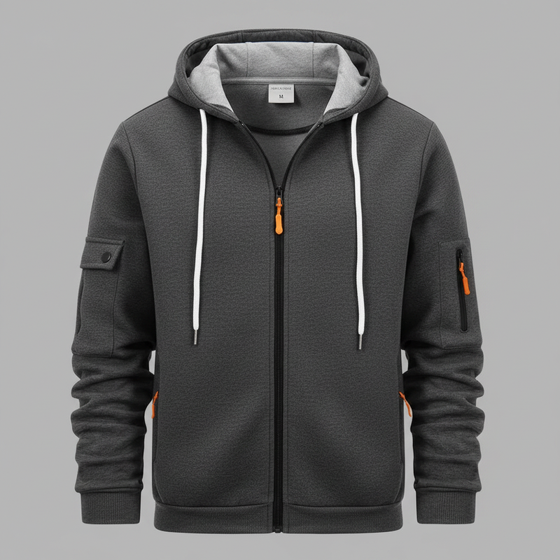 Men's Utility Zip-Up Hoodie | Stylish Casual Sweatshirt
