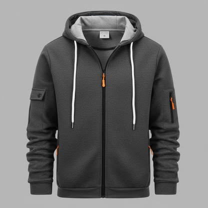 Men's Utility Zip-Up Hoodie | Stylish Casual Sweatshirt